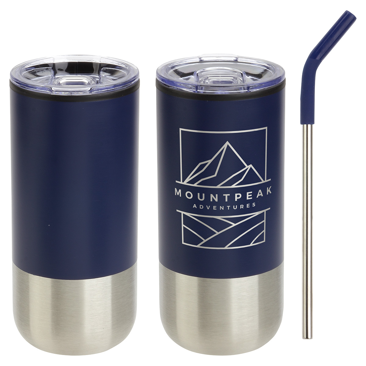 Picture of Oxford 16 oz Stainless Steel/Polypropylene Tumbler with Straw