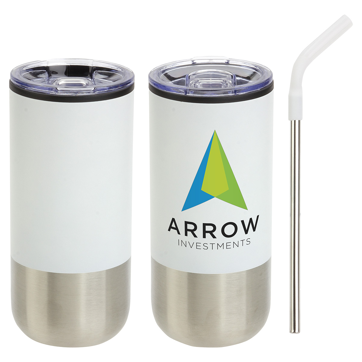 Picture of Oxford 16 oz Stainless Steel/Polypropylene Tumbler with Straw