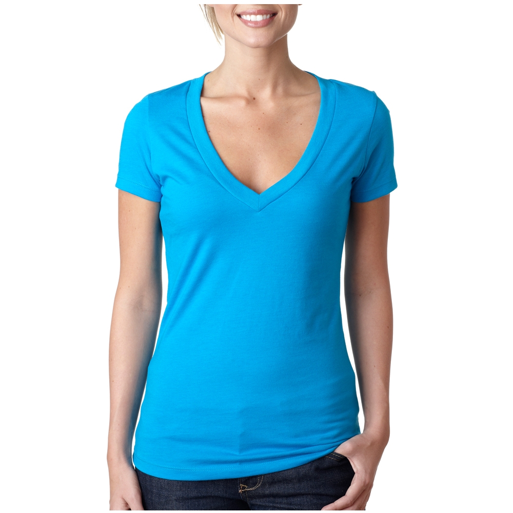 Picture of Next Level Ladies CVC Deep V Crew Neck Tee Shirts