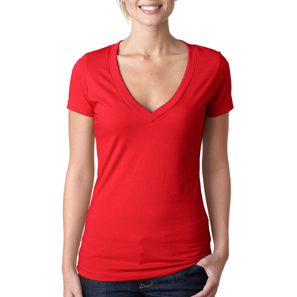 Picture of Next Level Ladies CVC Deep V Crew Neck Tee Shirts