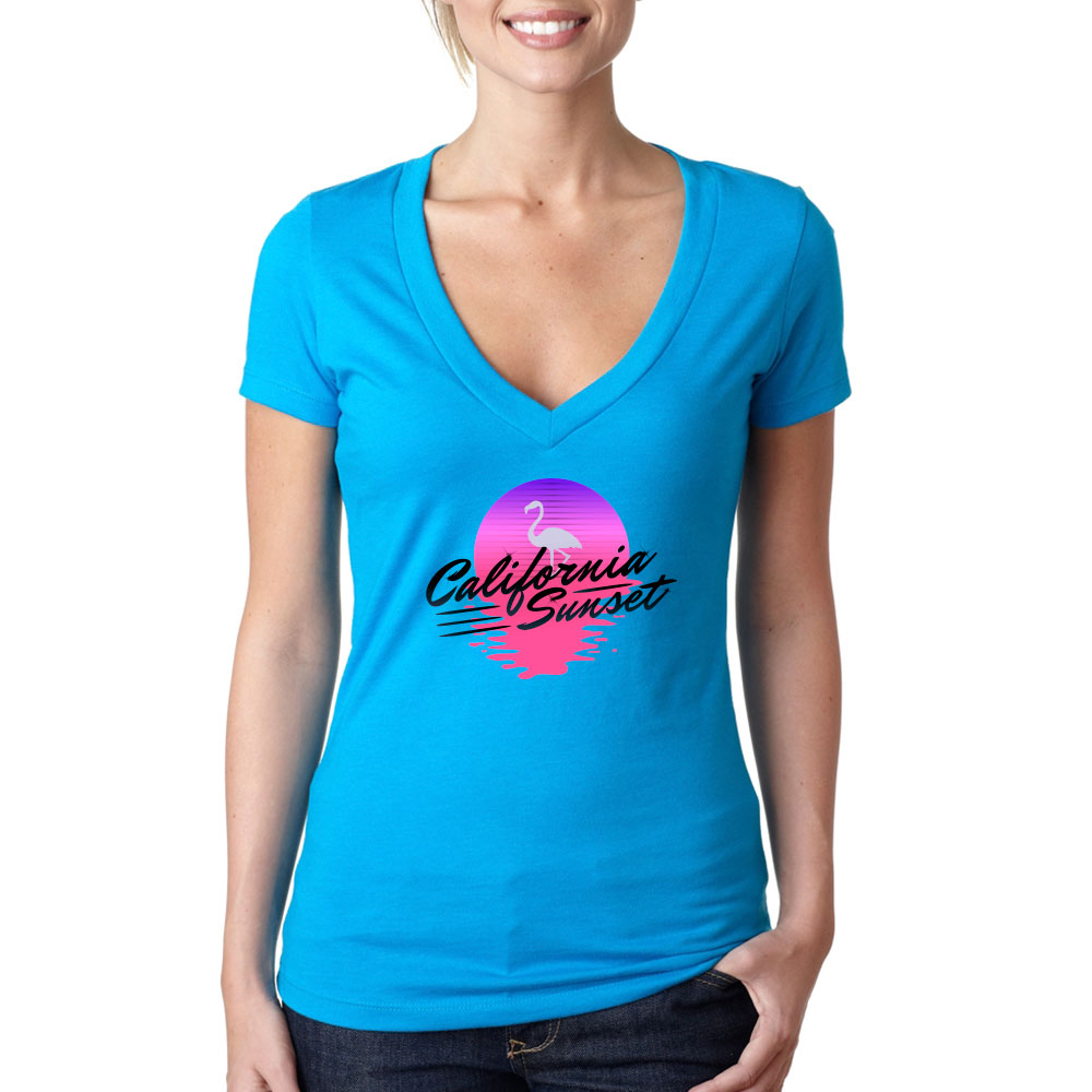 Picture of Next Level Ladies CVC Deep V Crew Neck Tee Shirts