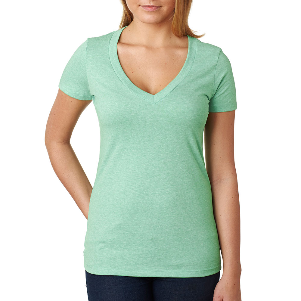 Picture of Next Level Ladies CVC Deep V Crew Neck Tee Shirts