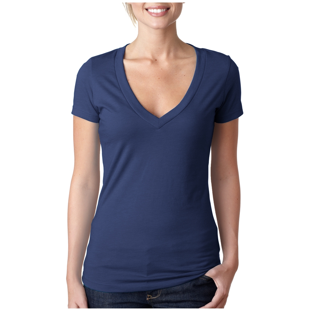 Picture of Next Level Ladies CVC Deep V Crew Neck Tee Shirts