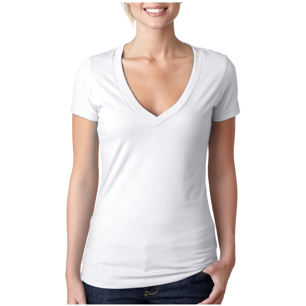 Picture of Next Level Ladies CVC Deep V Crew Neck Tee Shirts
