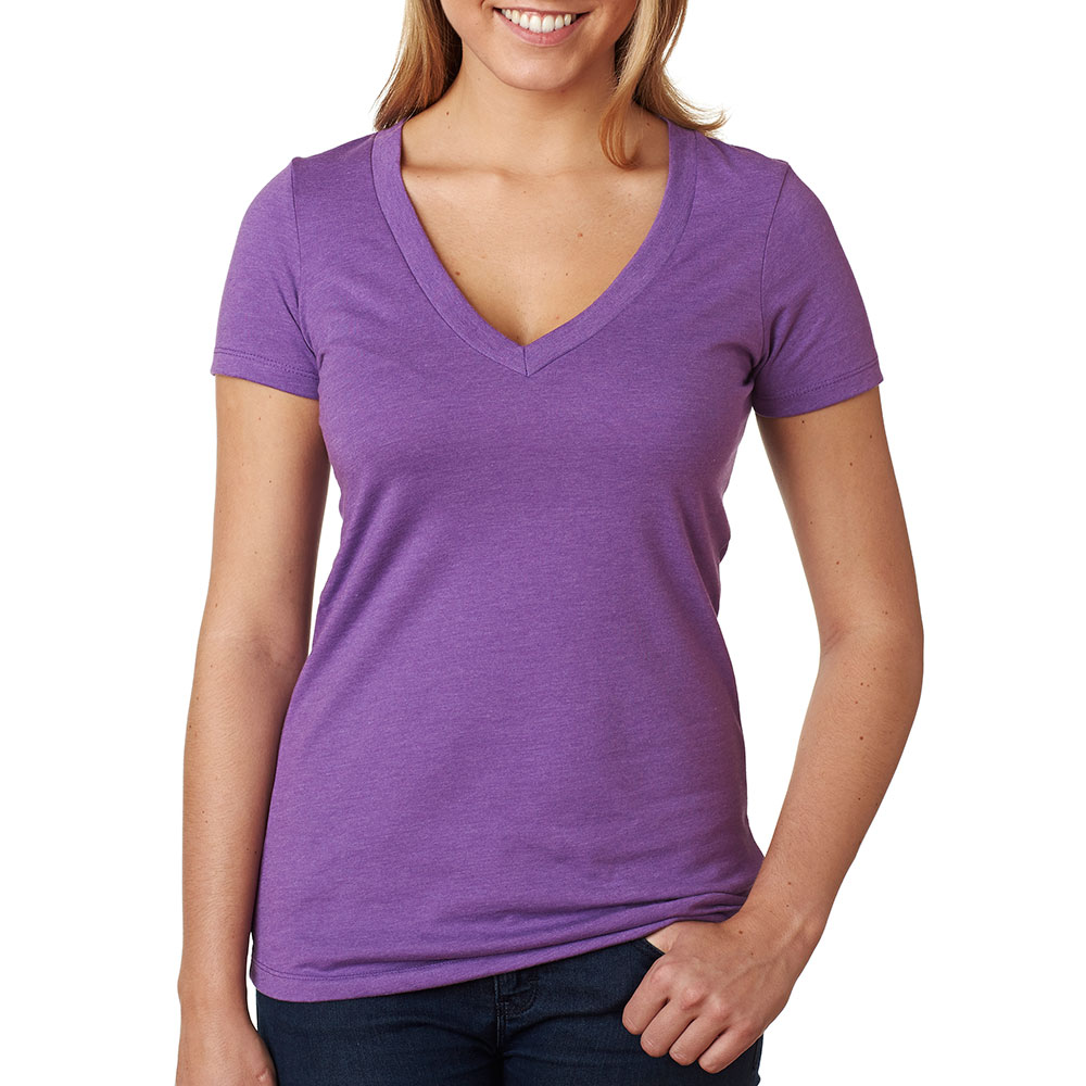 Picture of Next Level Ladies CVC Deep V Crew Neck Tee Shirts