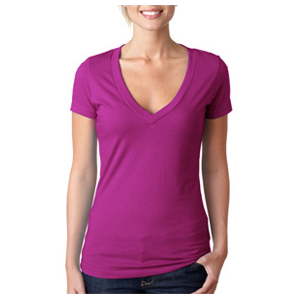 Picture of Next Level Ladies CVC Deep V Crew Neck Tee Shirts