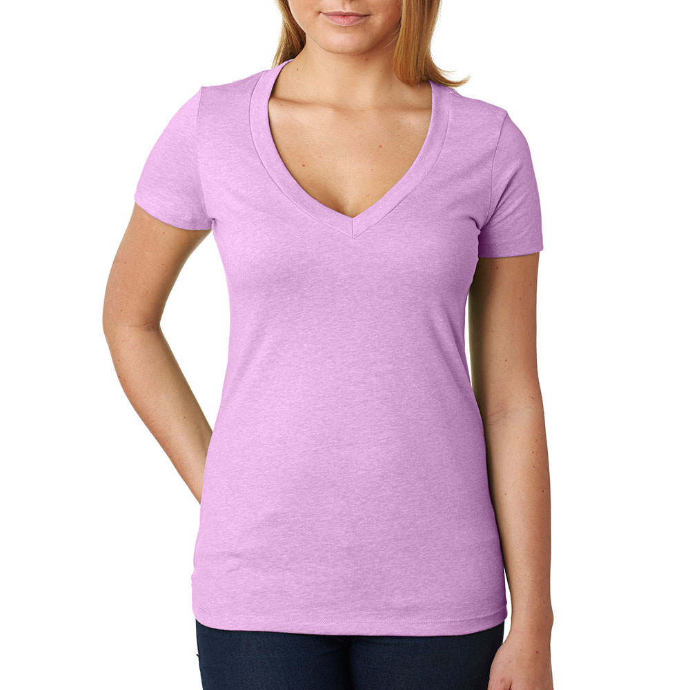 Picture of Next Level Ladies CVC Deep V Crew Neck Tee Shirts