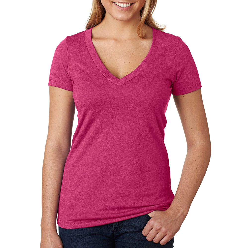 Picture of Next Level Ladies CVC Deep V Crew Neck Tee Shirts