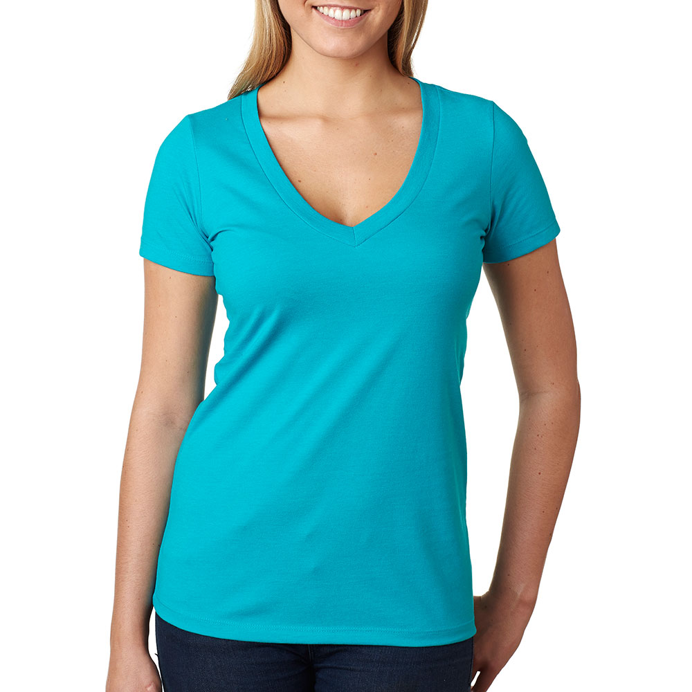 Picture of Next Level Ladies CVC Deep V Crew Neck Tee Shirts