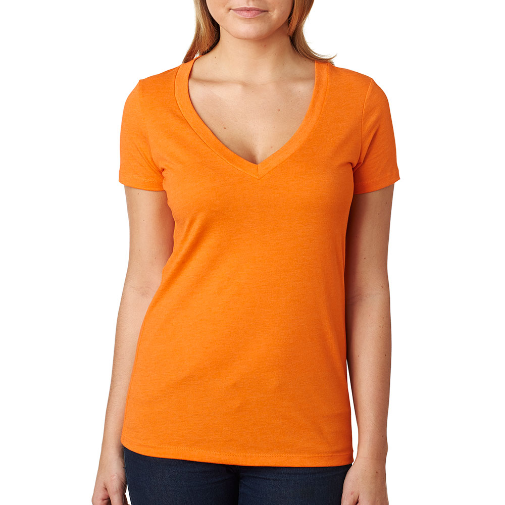 Picture of Next Level Ladies CVC Deep V Crew Neck Tee Shirts