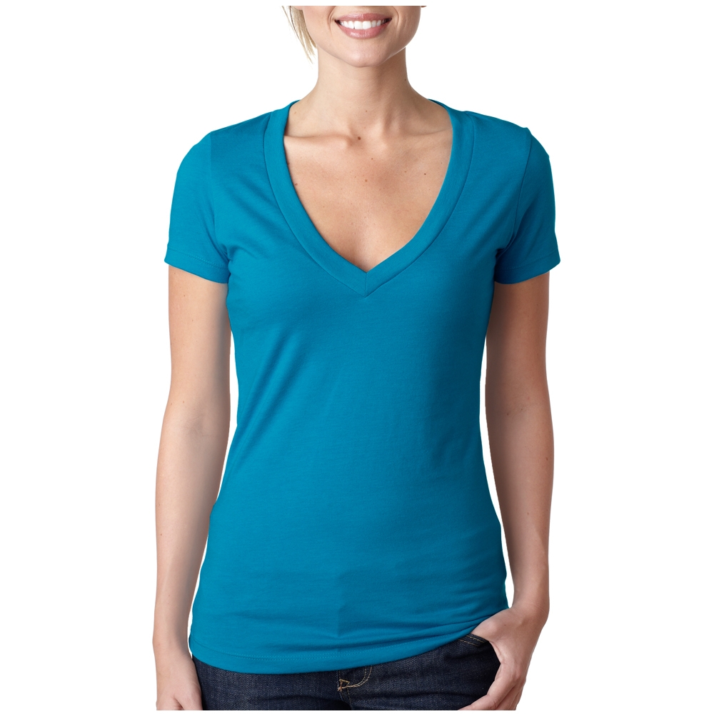 Picture of Next Level Ladies CVC Deep V Crew Neck Tee Shirts