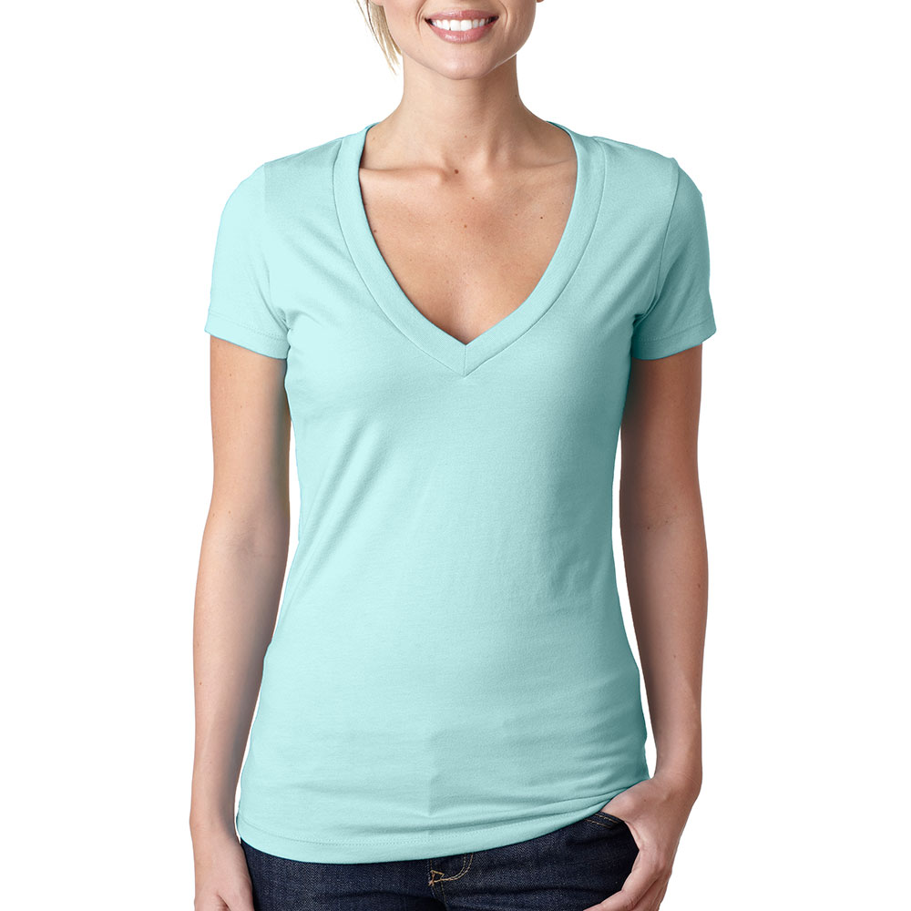 Picture of Next Level Ladies CVC Deep V Crew Neck Tee Shirts