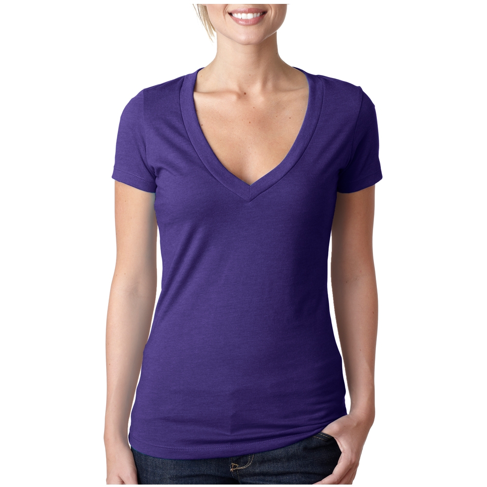 Picture of Next Level Ladies CVC Deep V Crew Neck Tee Shirts