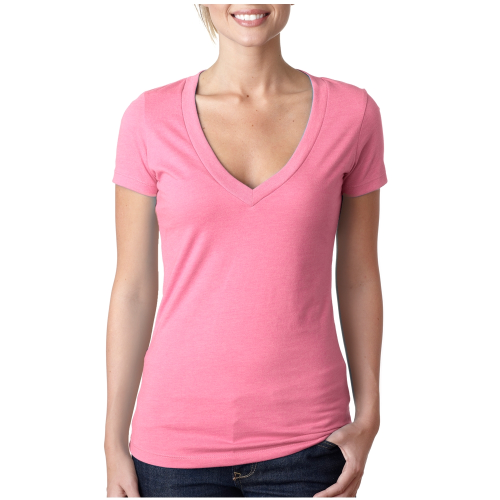 Picture of Next Level Ladies CVC Deep V Crew Neck Tee Shirts