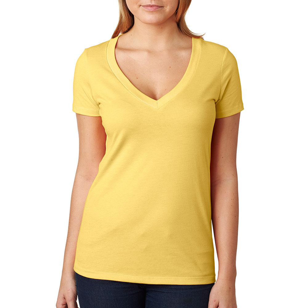 Picture of Next Level Ladies CVC Deep V Crew Neck Tee Shirts