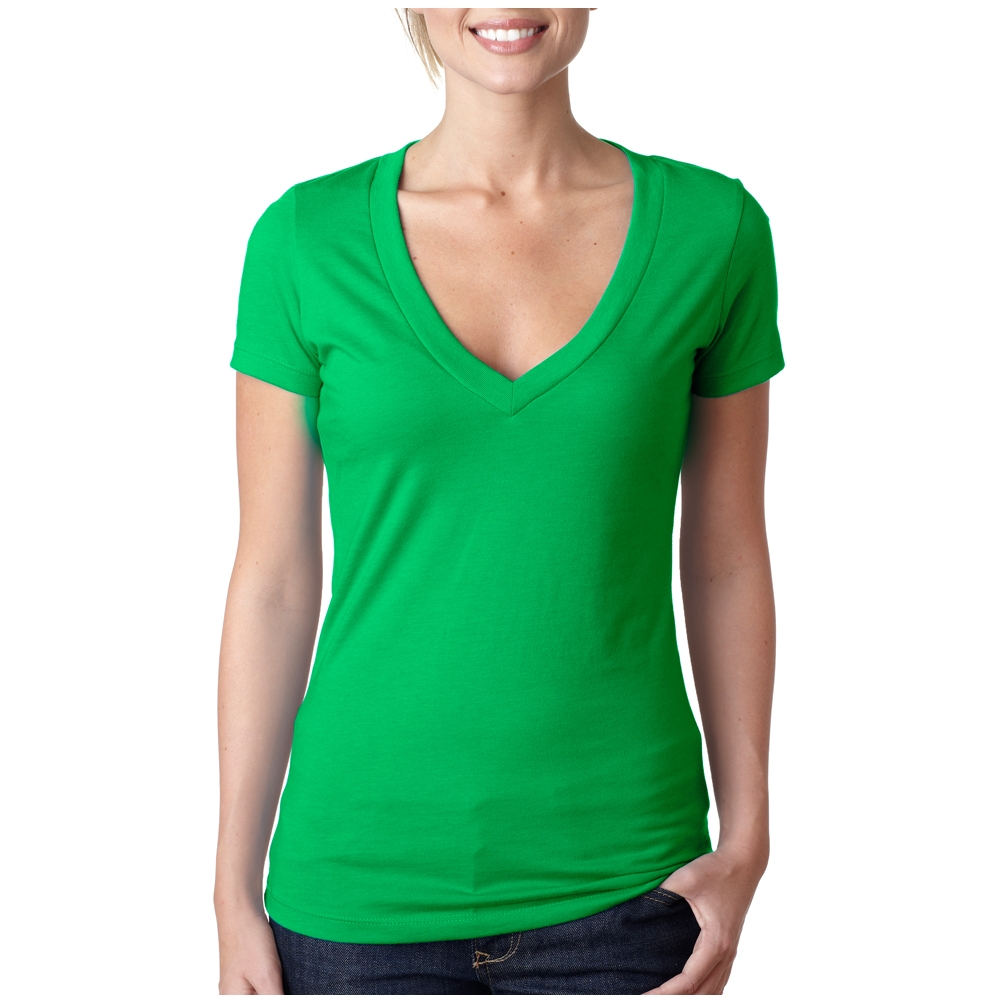 Picture of Next Level Ladies CVC Deep V Crew Neck Tee Shirts