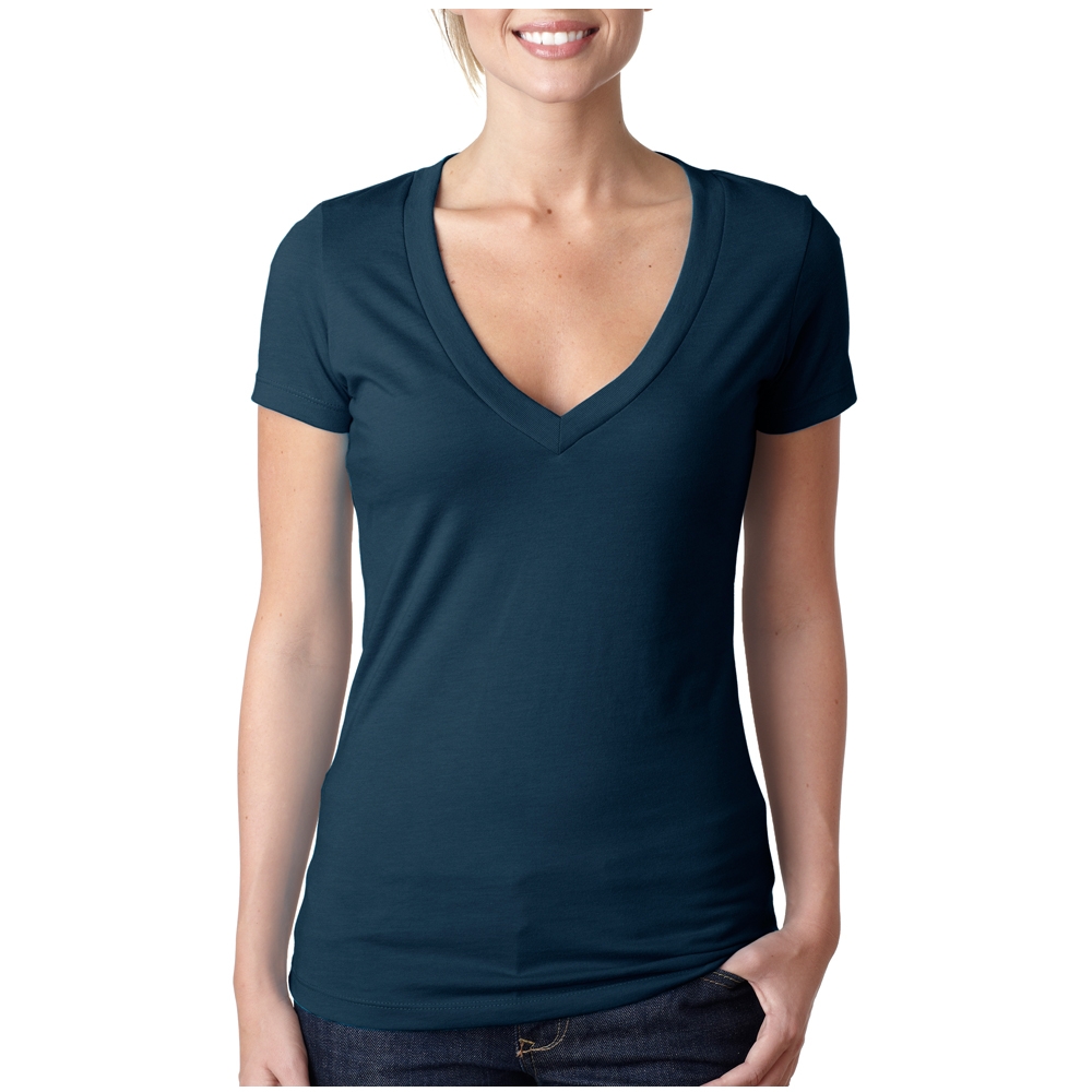 Picture of Next Level Ladies CVC Deep V Crew Neck Tee Shirts