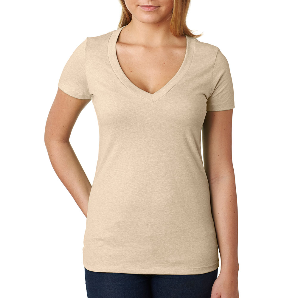 Picture of Next Level Ladies CVC Deep V Crew Neck Tee Shirts