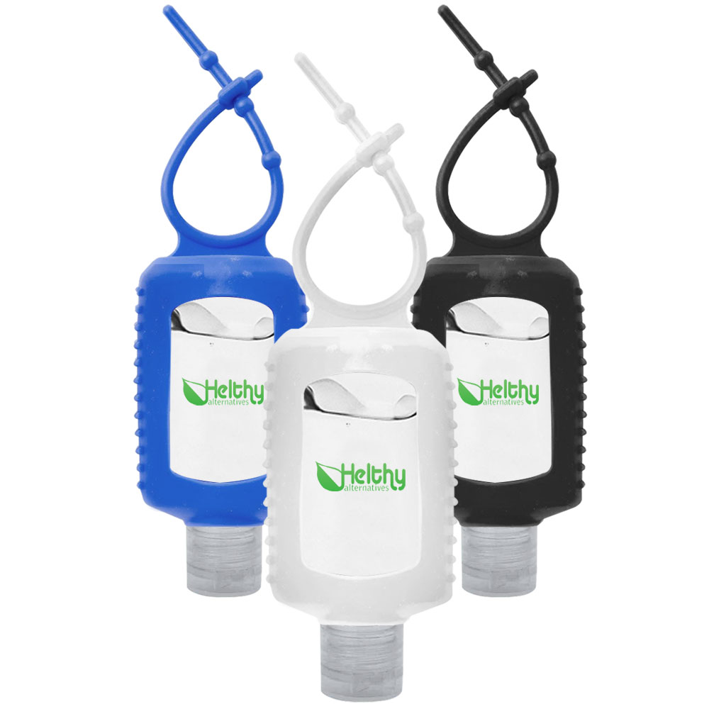 Picture of Customized 2 Oz. Gel Hand Sanitizers with Silicone Sleeve