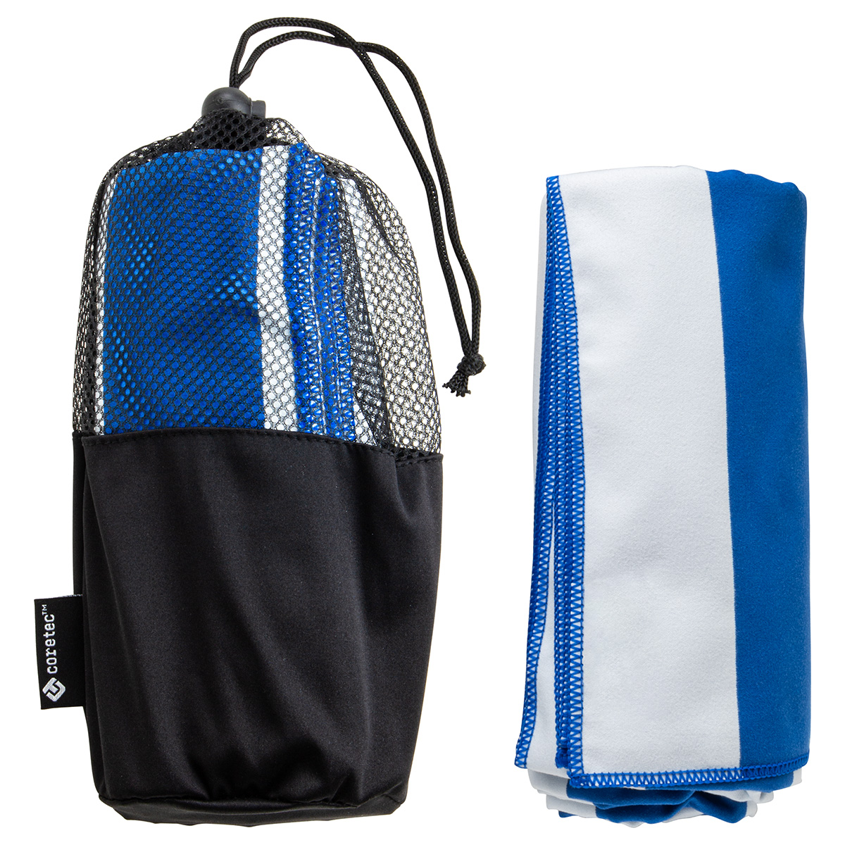 Picture of Sandpiper 30" x 60" Striped Microfiber Beach Towel with Net Carrying Pouch