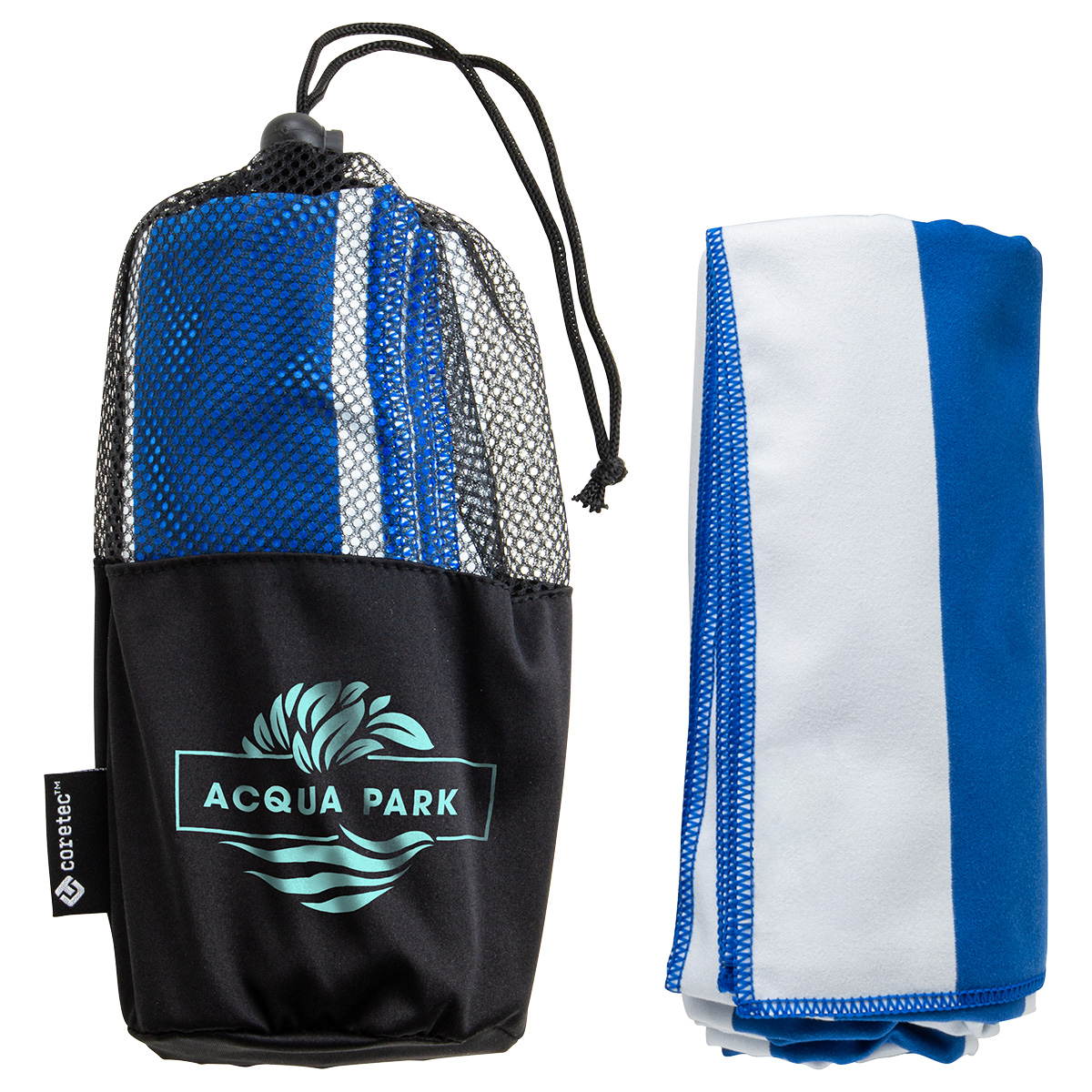 Picture of Sandpiper 30" x 60" Striped Microfiber Beach Towel with Net Carrying Pouch