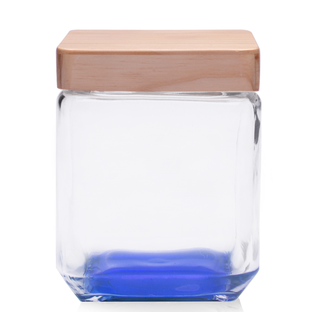 Picture of 41 Oz. Square Glass Candy Jars with Wooden Lid