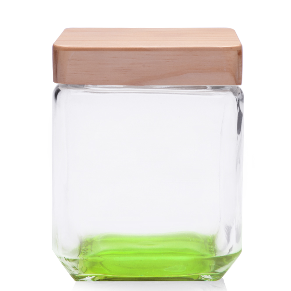 Picture of 41 Oz. Square Glass Candy Jars with Wooden Lid