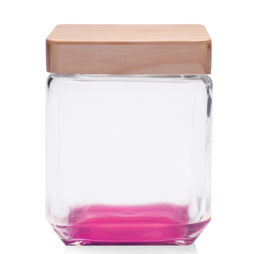 Picture of 41 Oz. Square Glass Candy Jars with Wooden Lid