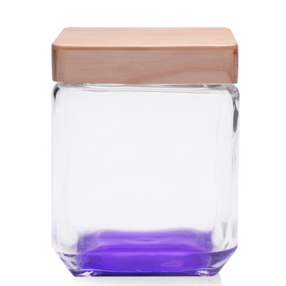 Picture of 41 Oz. Square Glass Candy Jars with Wooden Lid