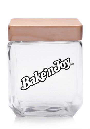 Picture of 41 Oz. Square Glass Candy Jars with Wooden Lid
