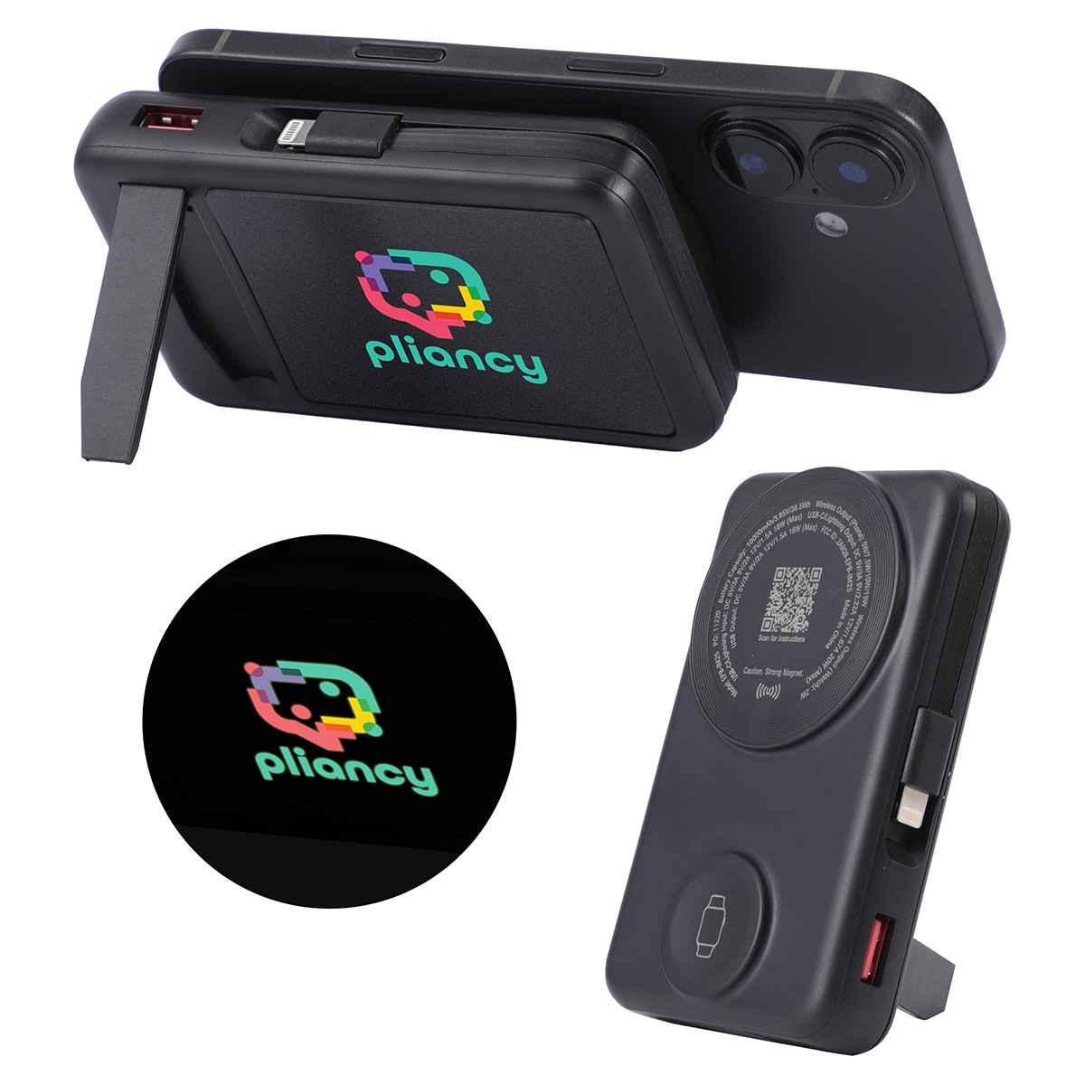Picture of Imperial 10000mAh Light-Up Power Bank with Magnetic Wireless Charger, Watch
