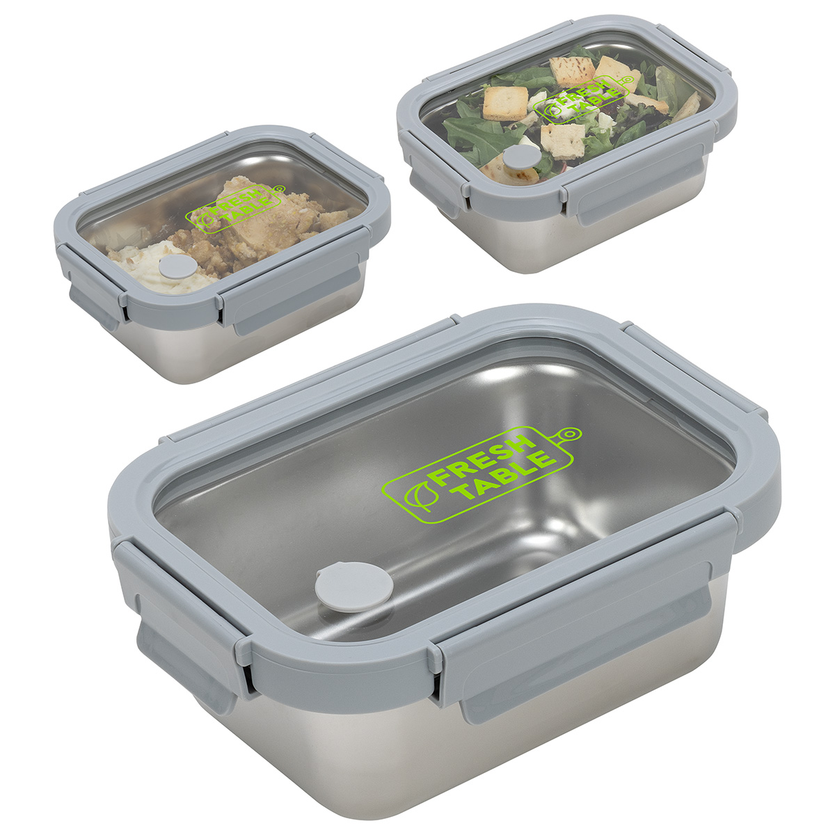 Picture of Heat 'N Eat Microwaveable Stainless Steel Lunch Box with Vented Glass Lid