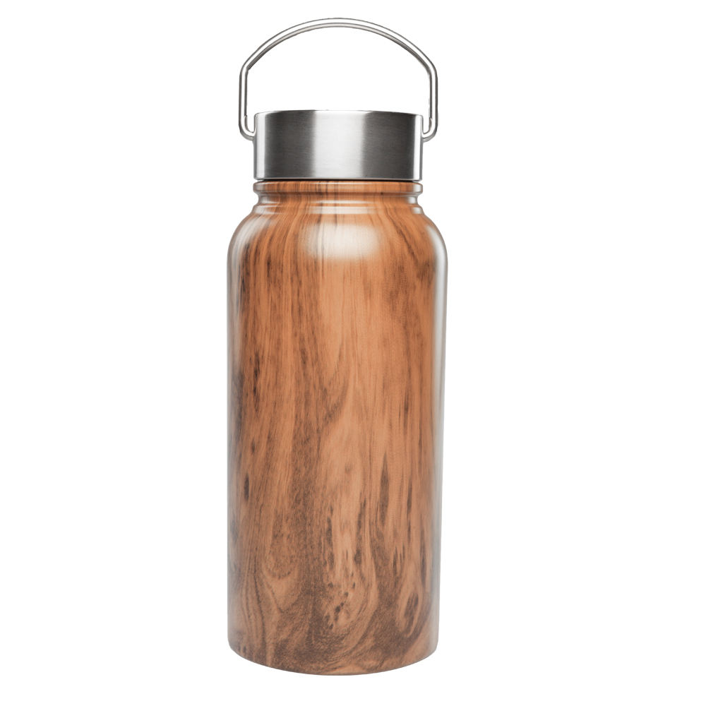 Picture of 30 Oz. Large Wood Coated Stainless Steel Water Bottles