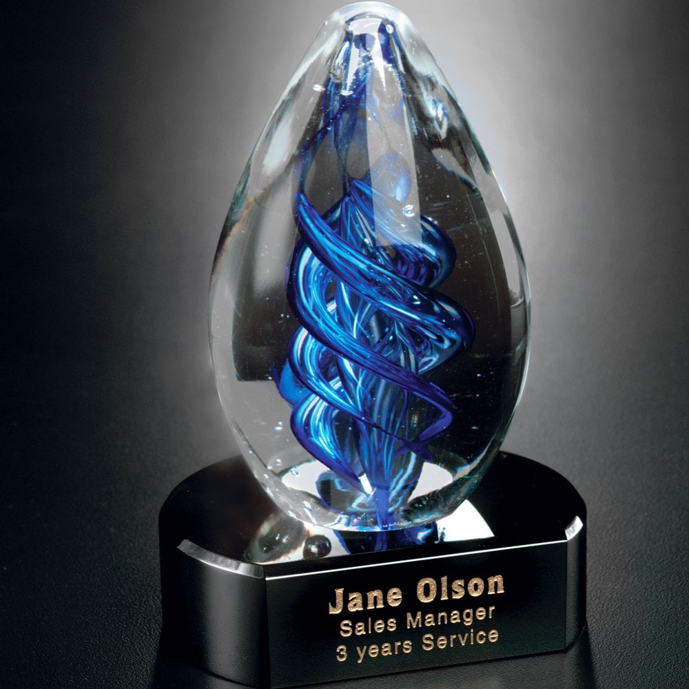 Picture of Blue Swirl on Black Base 5"