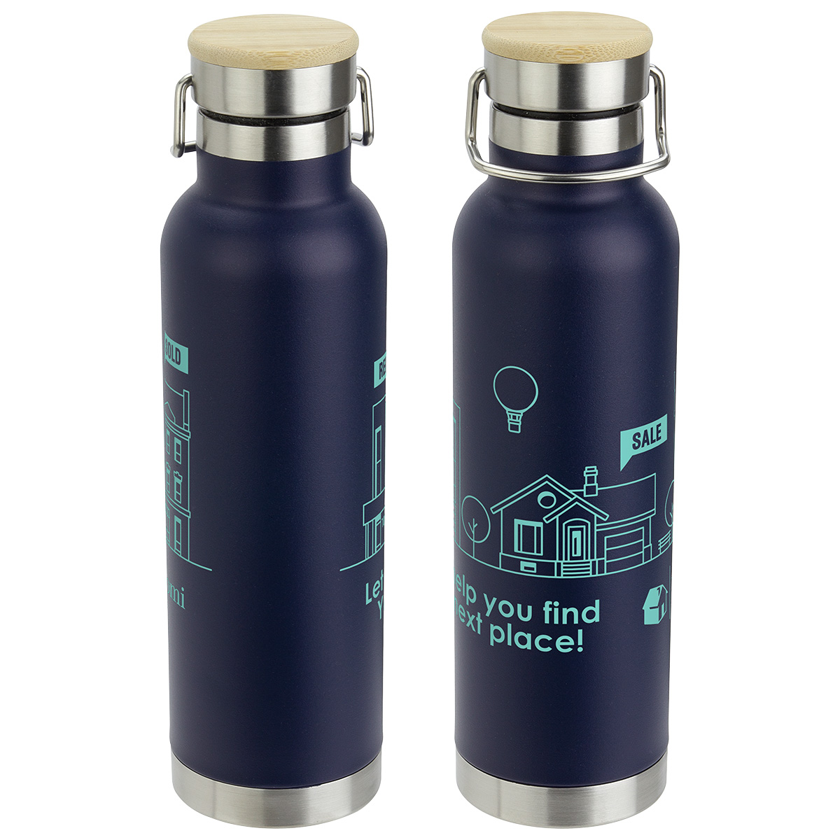 Picture of Cusano 22 oz Vacuum Insulated Stainless Steel Bottle with Bamboo Cap