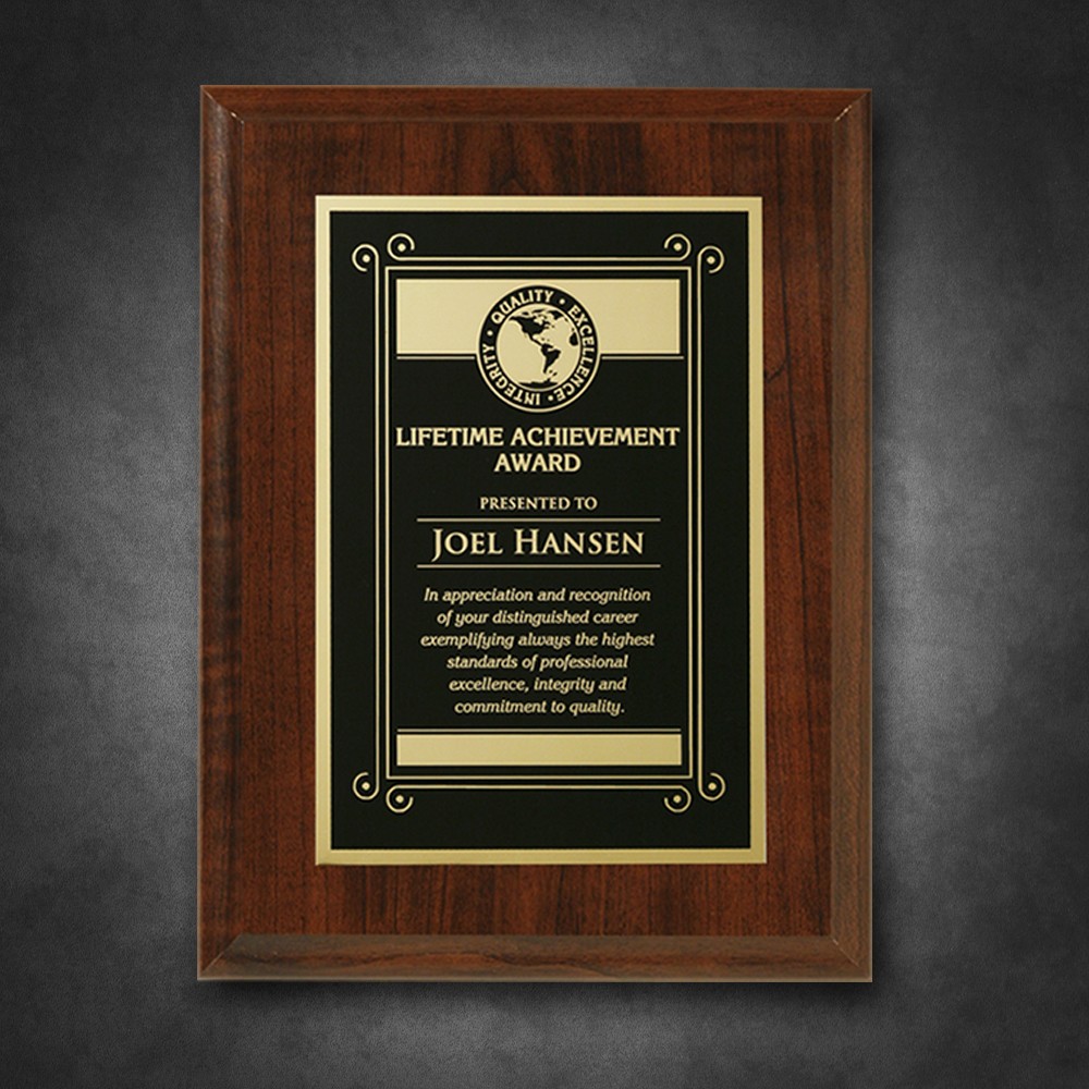 Picture of Econo Cherry Plaque 6" x 8" with Lasered Plate