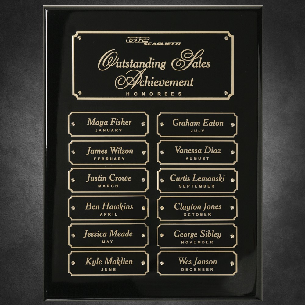 Picture of Black Piano Finish Perpetual Plaque 9" x 12"
