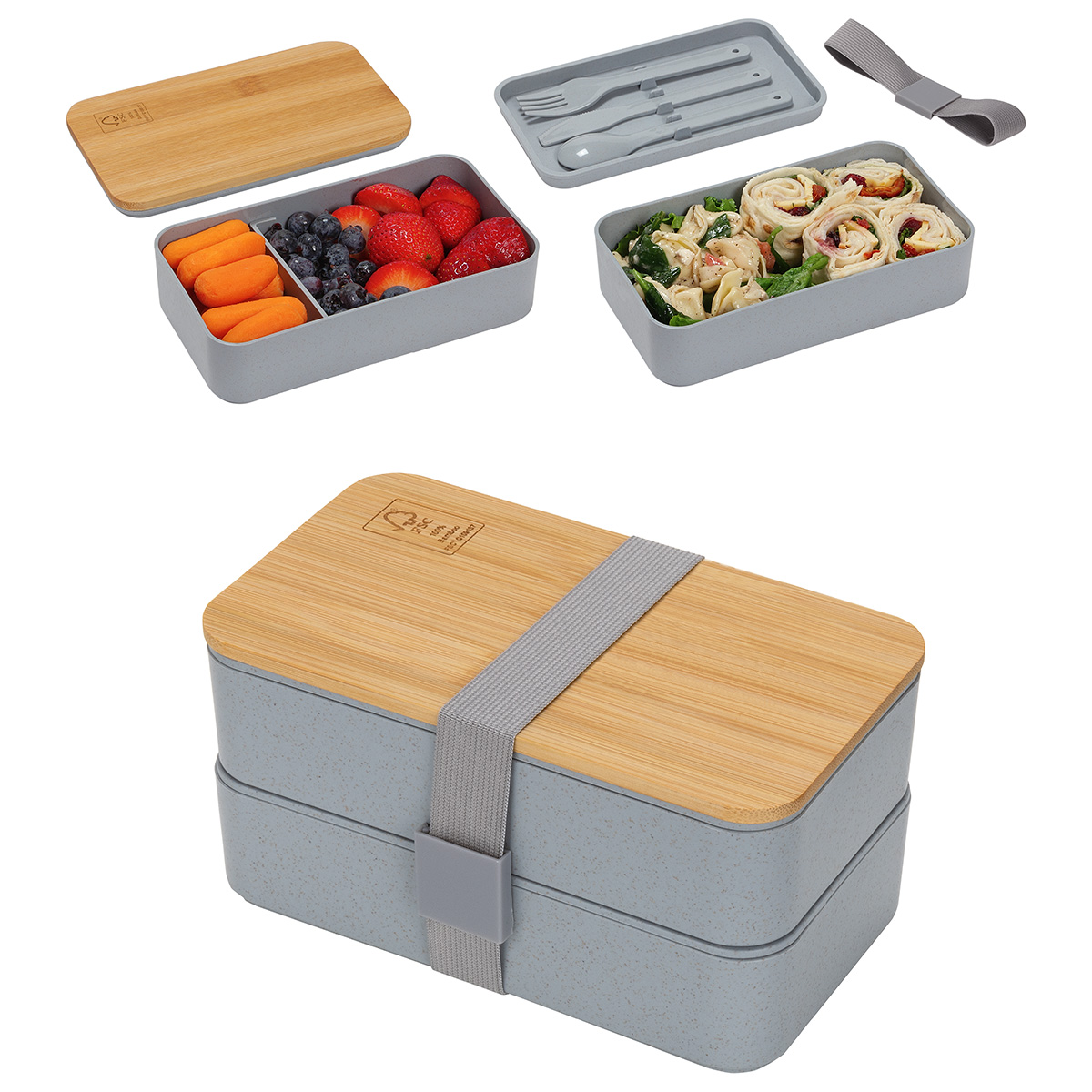 Picture of Double Decker Lunch Box with FSC® Bamboo Lid & Utensils