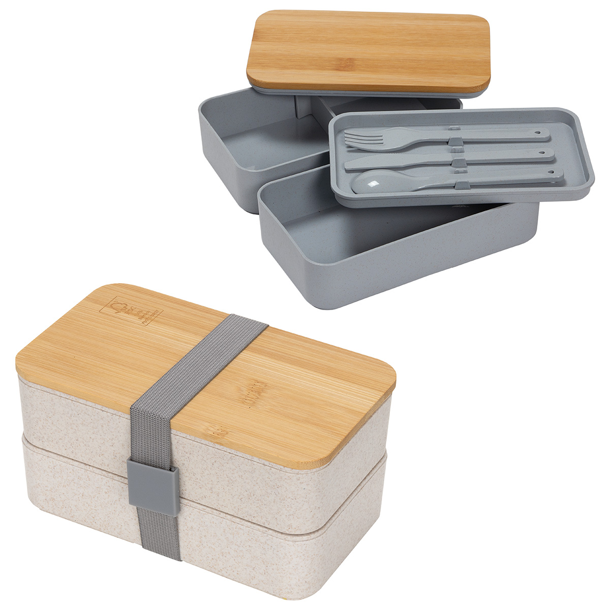 Picture of Double Decker Lunch Box with FSC® Bamboo Lid & Utensils