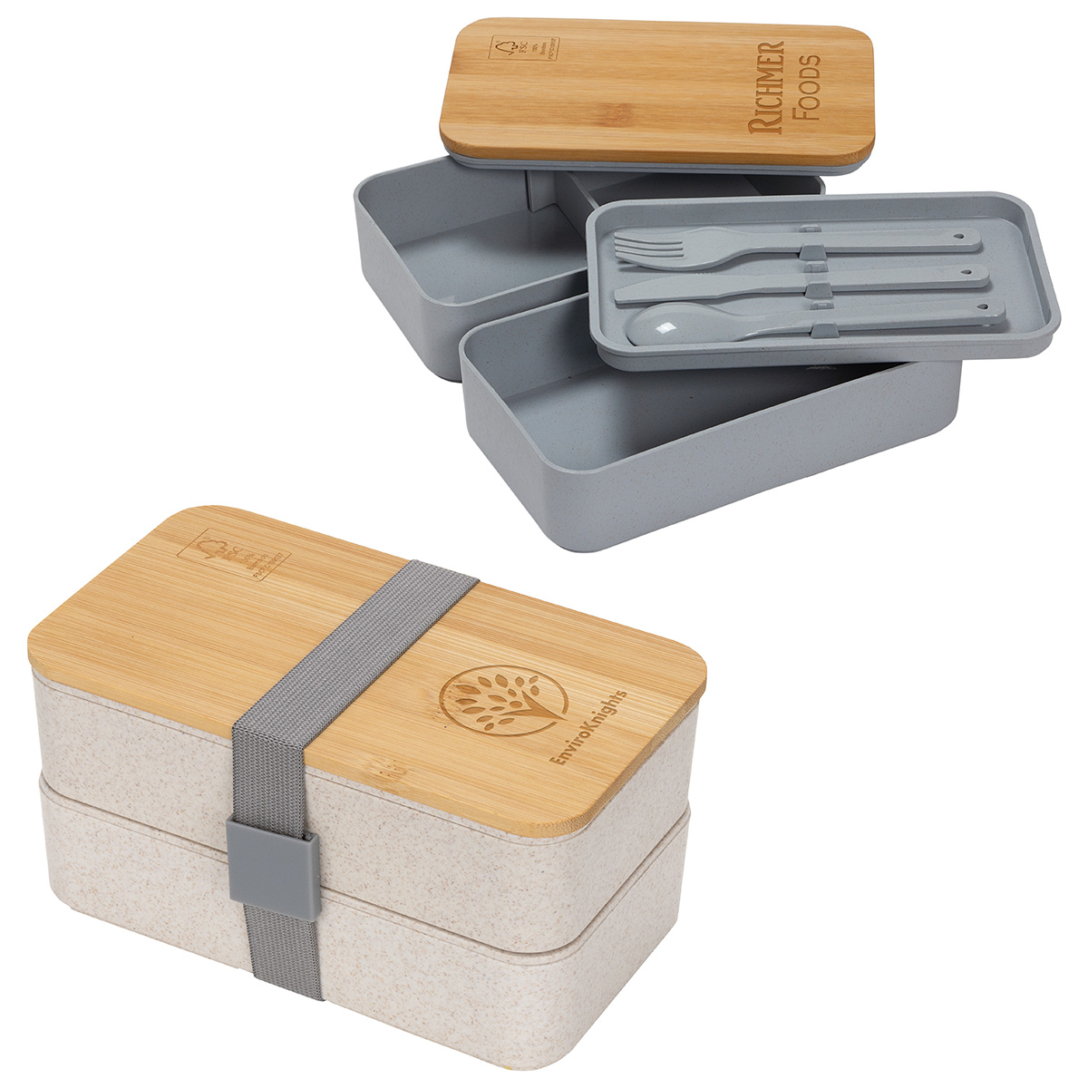Picture of Double Decker Lunch Box with FSC® Bamboo Lid & Utensils