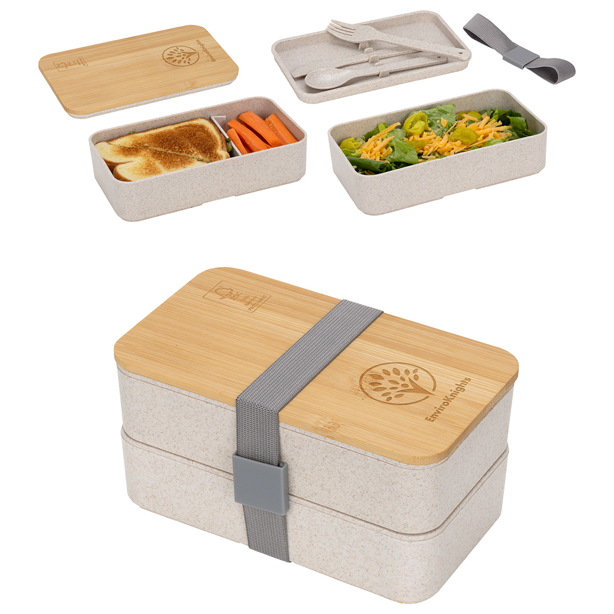 Picture of Double Decker Lunch Box with FSC® Bamboo Lid & Utensils