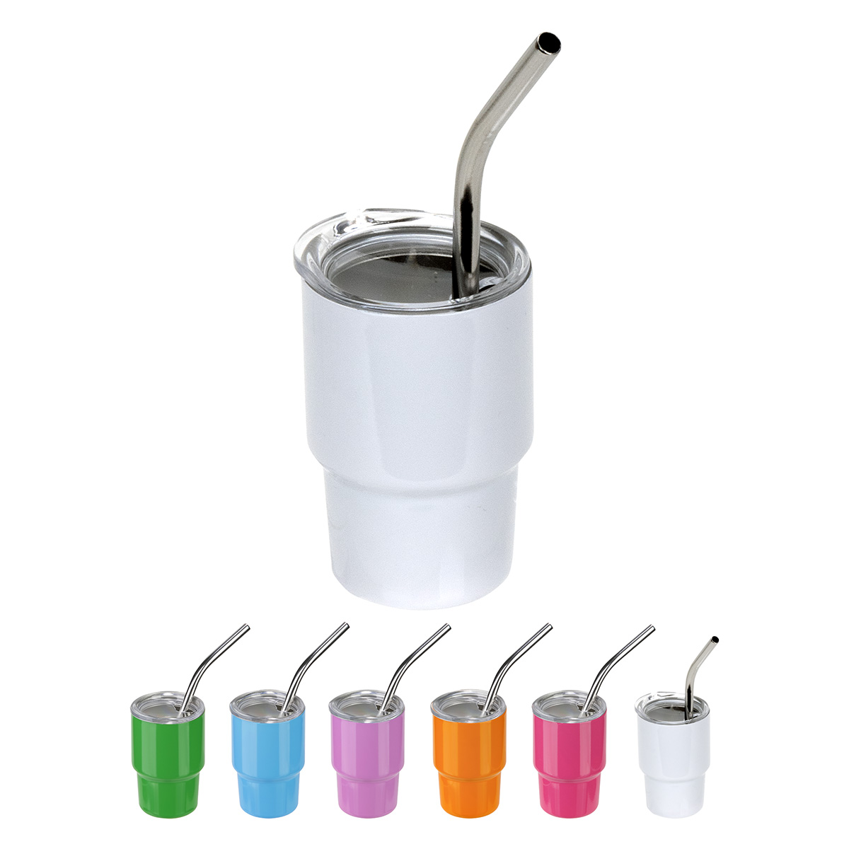 Picture of Mini Belmont 3 oz Double-Wall Stainless Steel Tumbler with Straw
