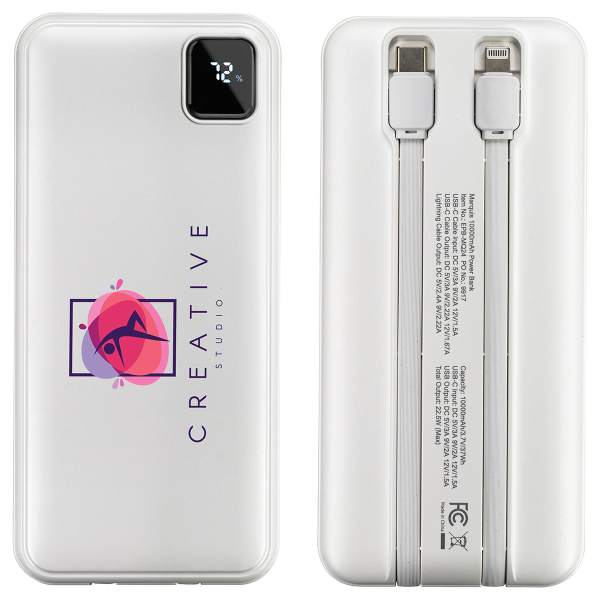 Picture of Marquis 10000mAh 20W PD Power Bank with Built-In Cables