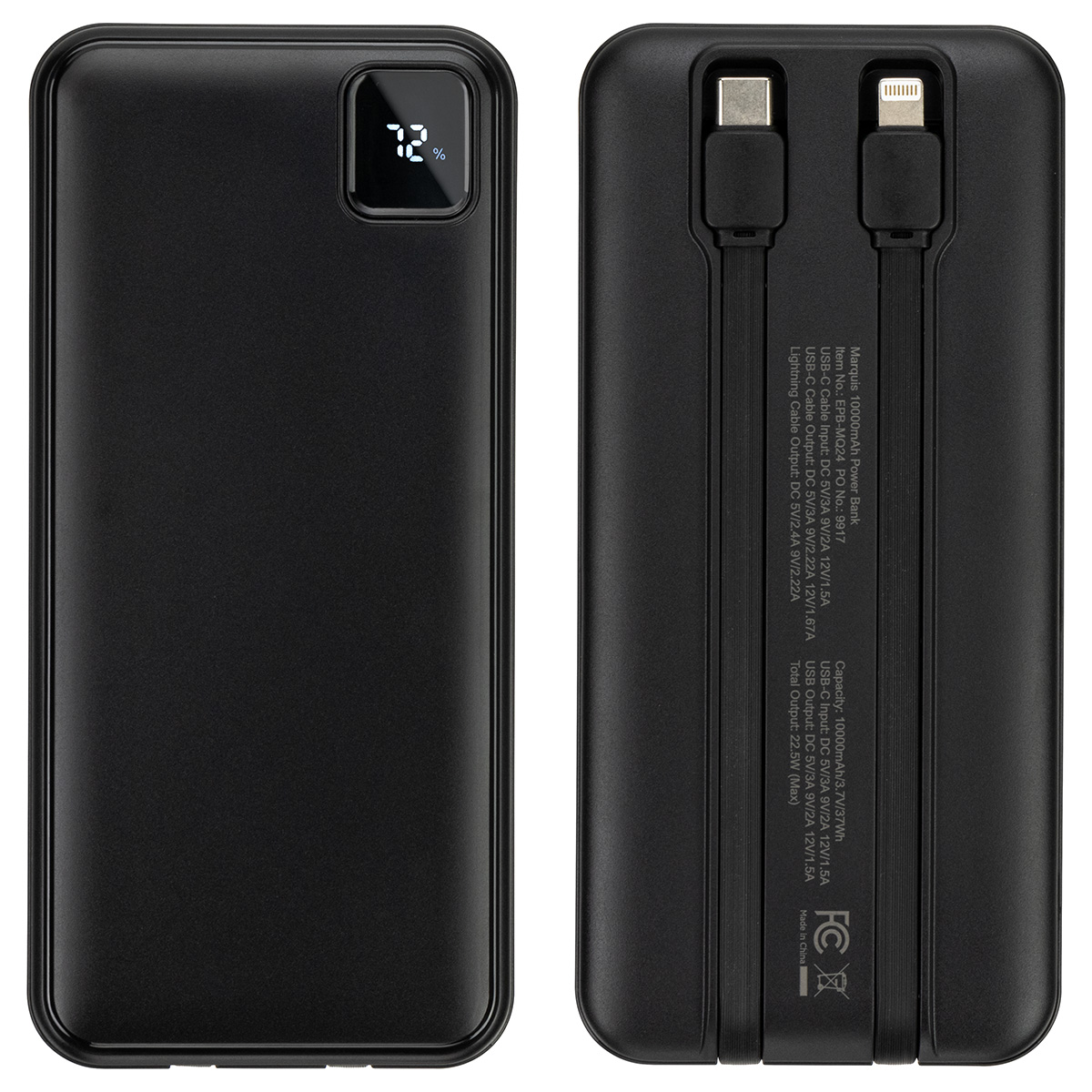 Picture of Marquis 10000mAh 20W PD Power Bank with Built-In Cables