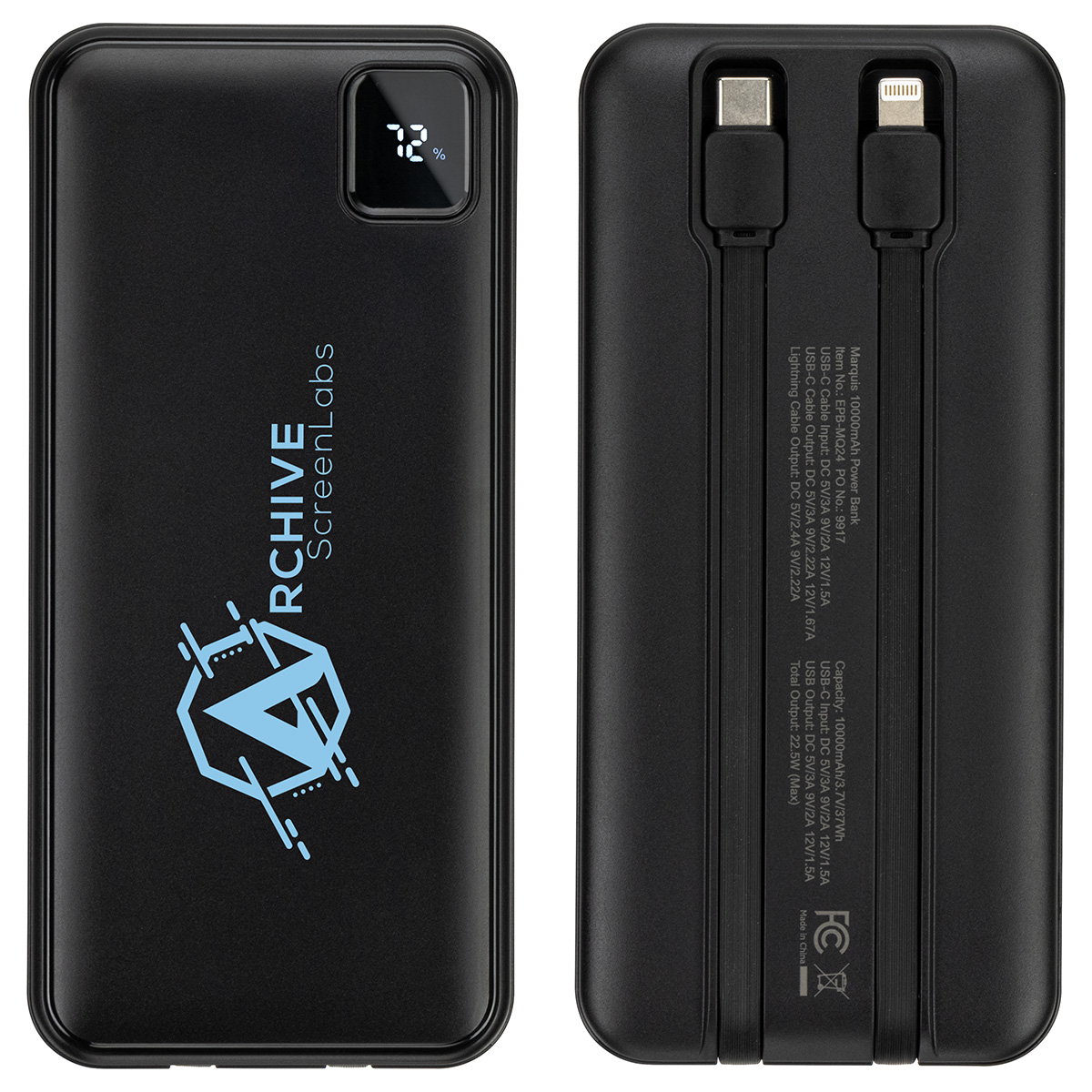 Picture of Marquis 10000mAh 20W PD Power Bank with Built-In Cables