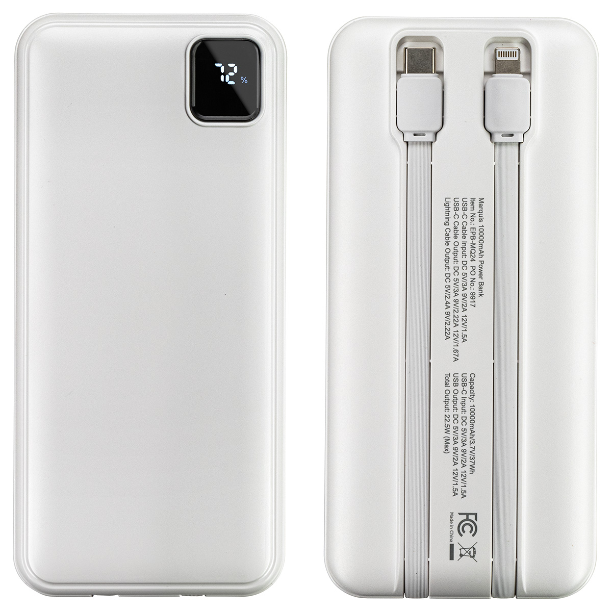 Picture of Marquis 10000mAh 20W PD Power Bank with Built-In Cables