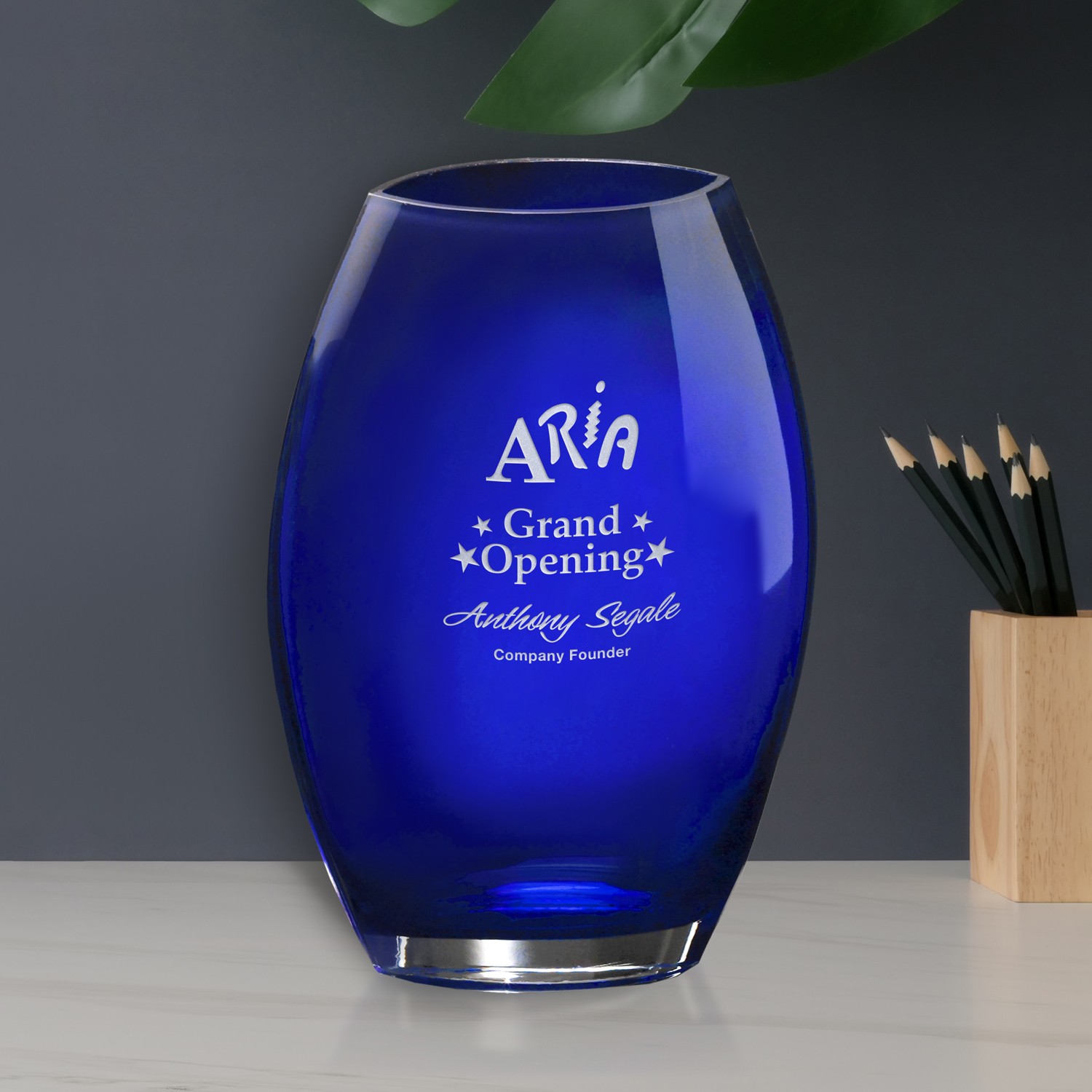 Picture of Cobalt Oval Vase 10-1/2"