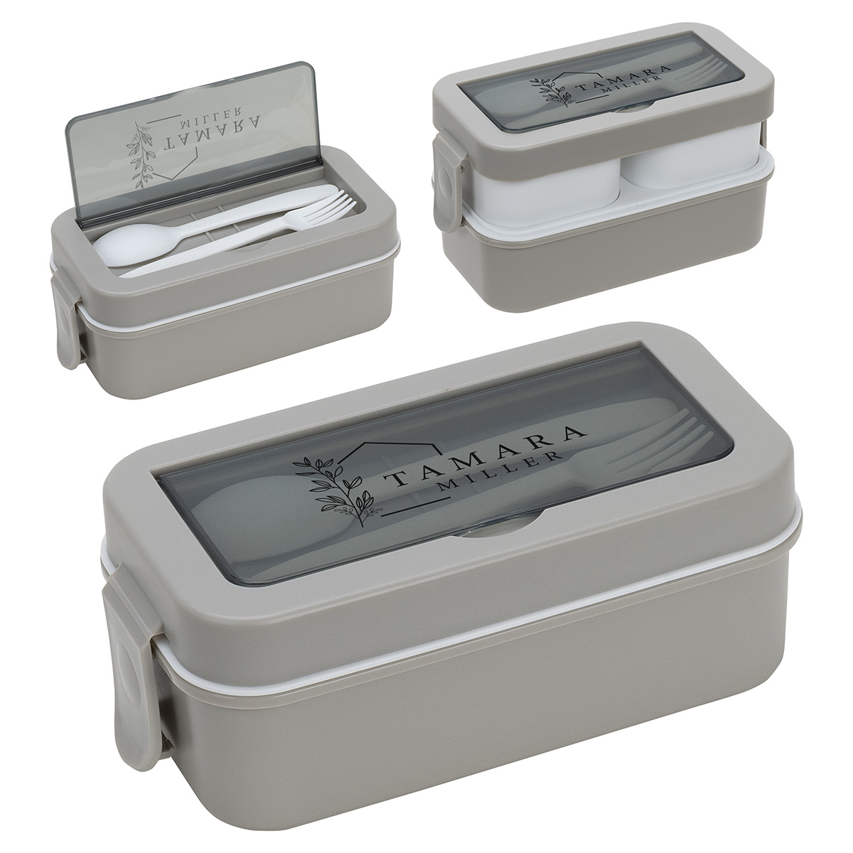 Picture of Connoisseur 3-Compartment Stackable Lunch Box with Utensils
