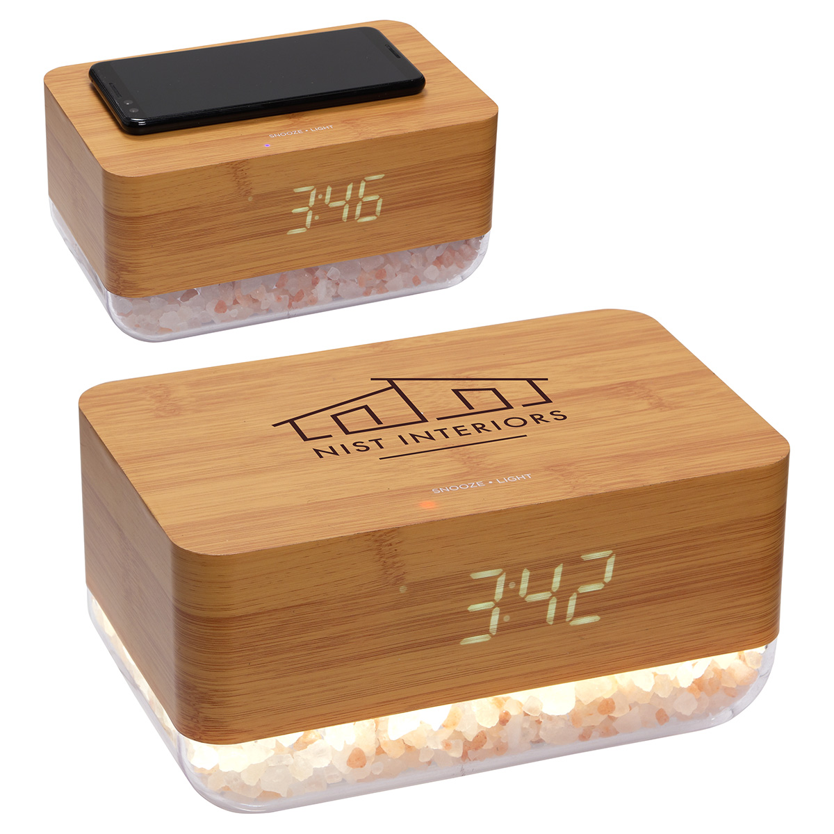 Picture of Sunrise Alarm Clock with Himalayan Salt Lamp + Wireless Charger