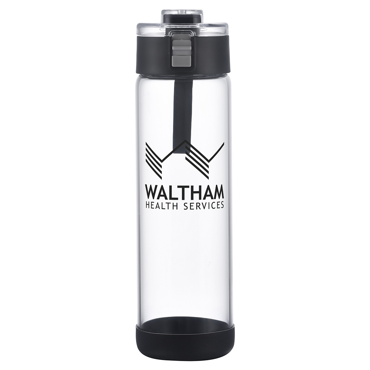 Picture of Hector 22 oz Push-Button Glass Bottle w/ Silicone Strap & Base